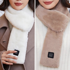 Heated Faux Fur Scarf | Rechargeable USB Neck Warmer for Winter Commutes & Outdoor Activities
