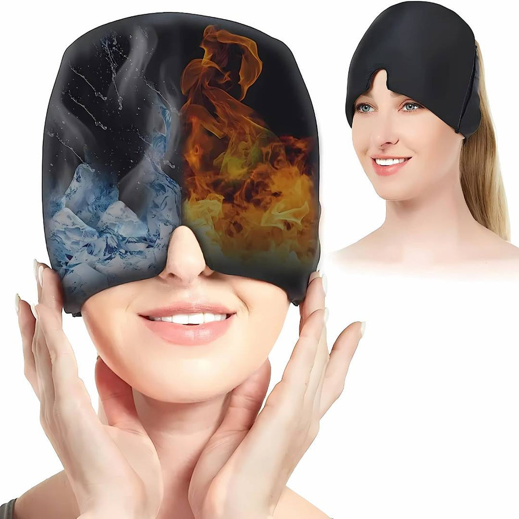 Migraine Gel Hood | Cooling Comfort, Pressure Therapy & Light Blocking for Instant Headache Relief