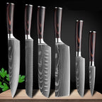 Japanese Damascus Steel Chef Knife Set | Ergonomic Pakka Wood Handles & Ideal for Professional Cooking