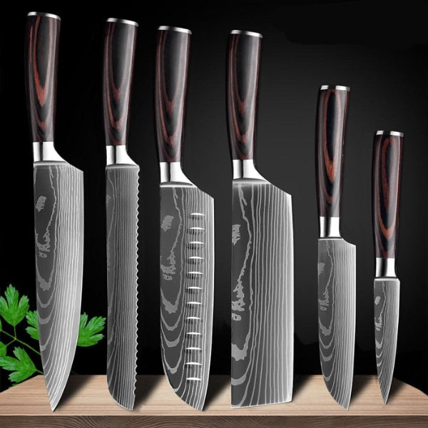 Japanese Damascus Steel Chef Knife Set | Ergonomic Pakka Wood Handles & Ideal for Professional Cooking