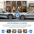 High-Definition Dual Dash Cam 1920x1080P Front and Rear Camera for Cars - 4-Inch Display, Night Vision, Loop Recording