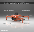 Premium 4K Camera Drone | GPS Positioning – 360° Safety Sensor – Foldable Brushless Design