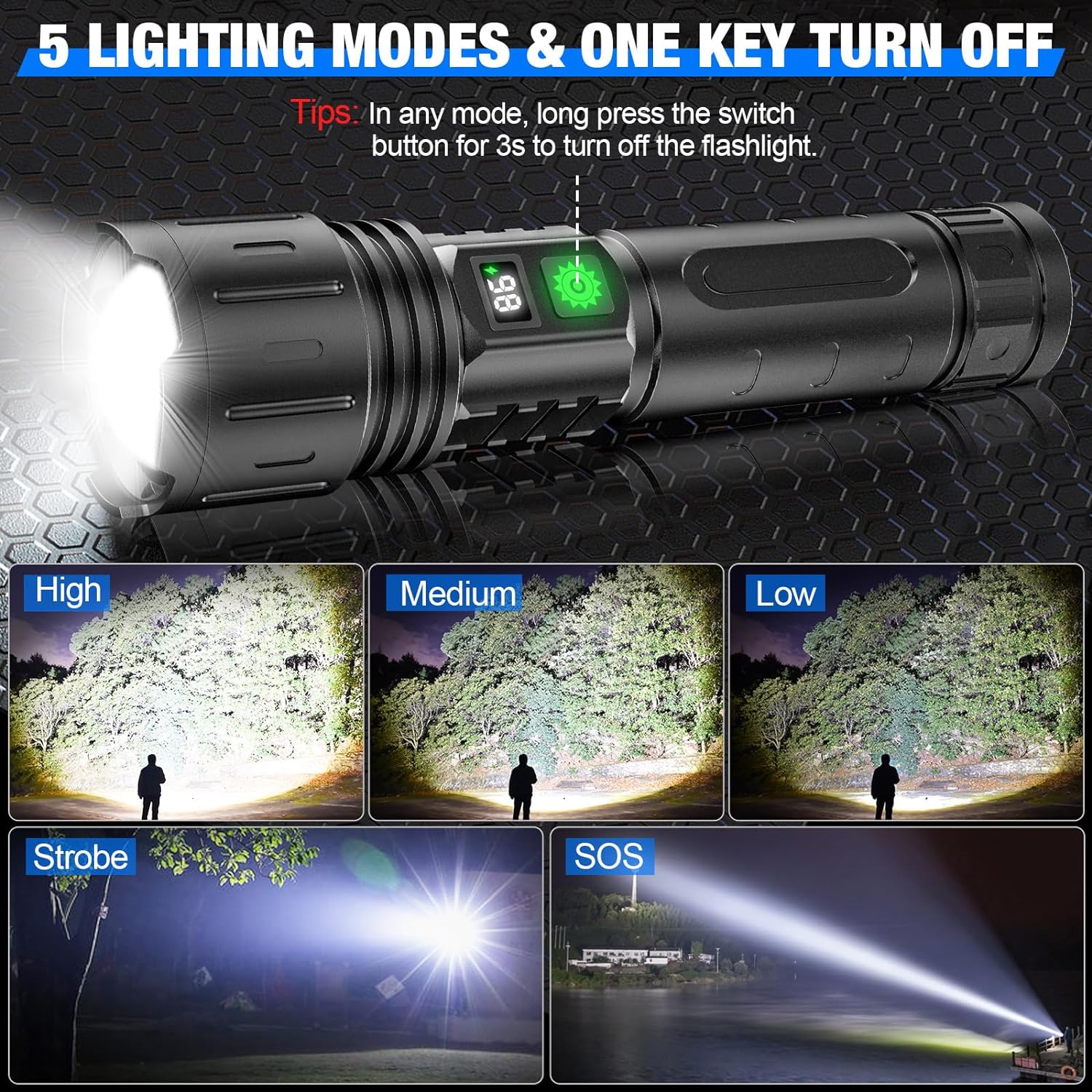 Flashlight multifunctional rechargeable - Powerful LED Outdoor Emergency Camping Lantern