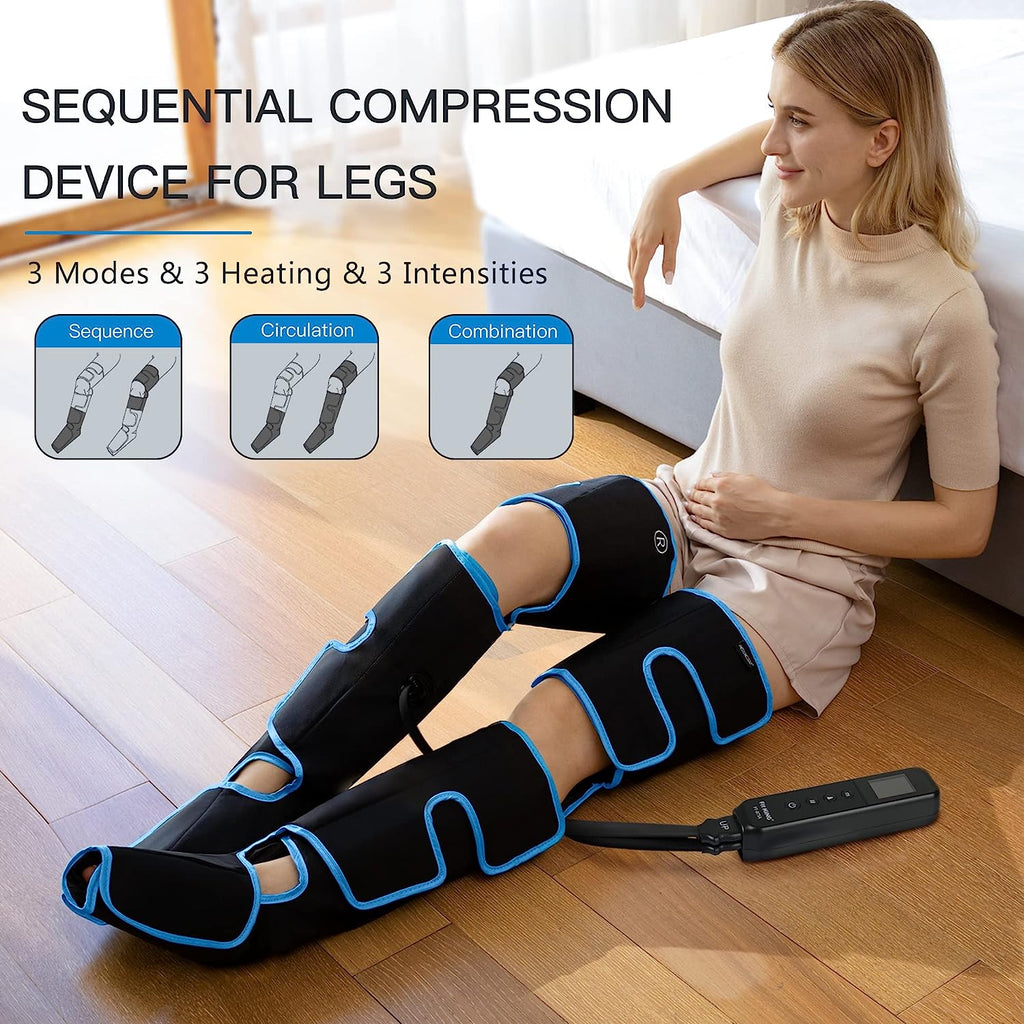 Air Compression Leg Massager Wrap - Relaxing Leg Therapy with Adjustable Air Pressure - Ideal for Circulation & Muscle Relief