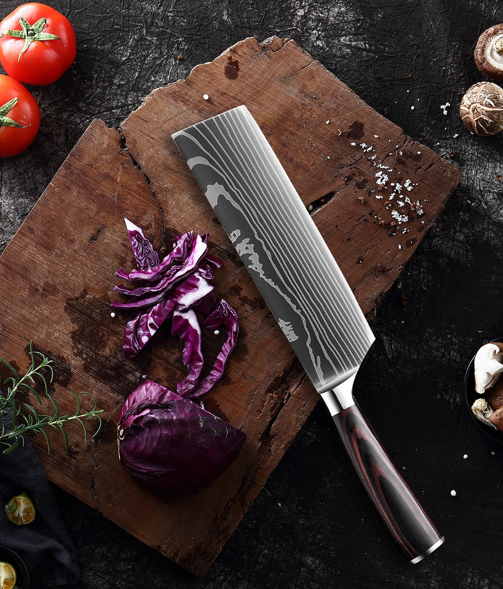 Japanese Damascus Steel Chef Knife Set | Ergonomic Pakka Wood Handles & Ideal for Professional Cooking