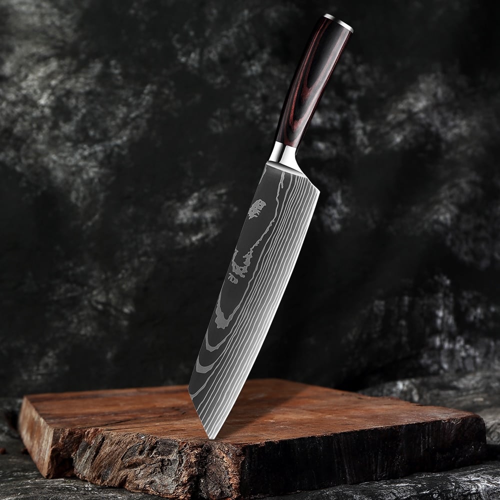 Japanese Damascus Steel Chef Knife Set | Ergonomic Pakka Wood Handles & Ideal for Professional Cooking