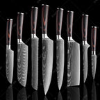 Japanese Damascus Steel Chef Knife Set | Ergonomic Pakka Wood Handles & Ideal for Professional Cooking