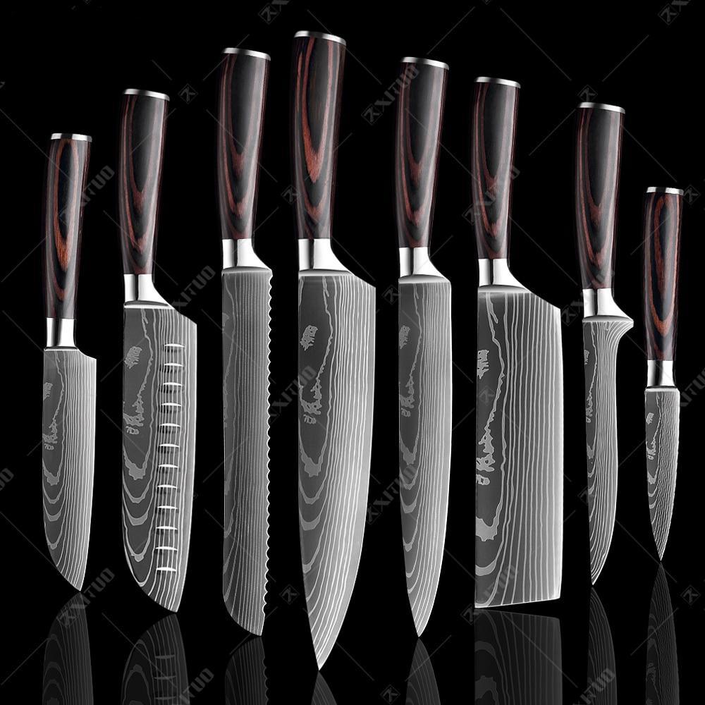 Japanese Damascus Steel Chef Knife Set | Ergonomic Pakka Wood Handles & Ideal for Professional Cooking