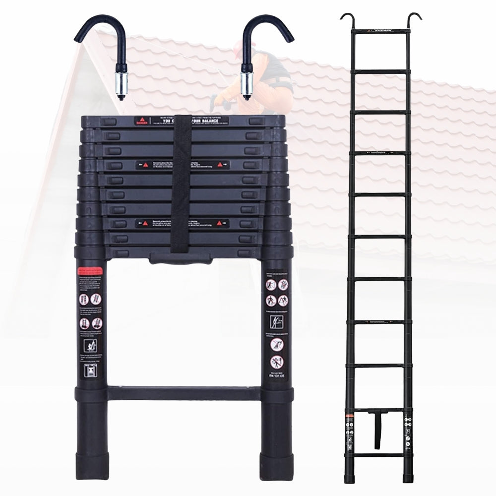 Heavy Duty Telescopic Roof Access Ladder | Stabilizer Hook, Durable & Safe for Roof Maintenance and Outdoor Projects