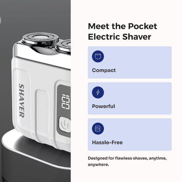 Pocket Electric Shaver - Cordless & Compact, Powerful & Rechargeable, Perfect for Travel