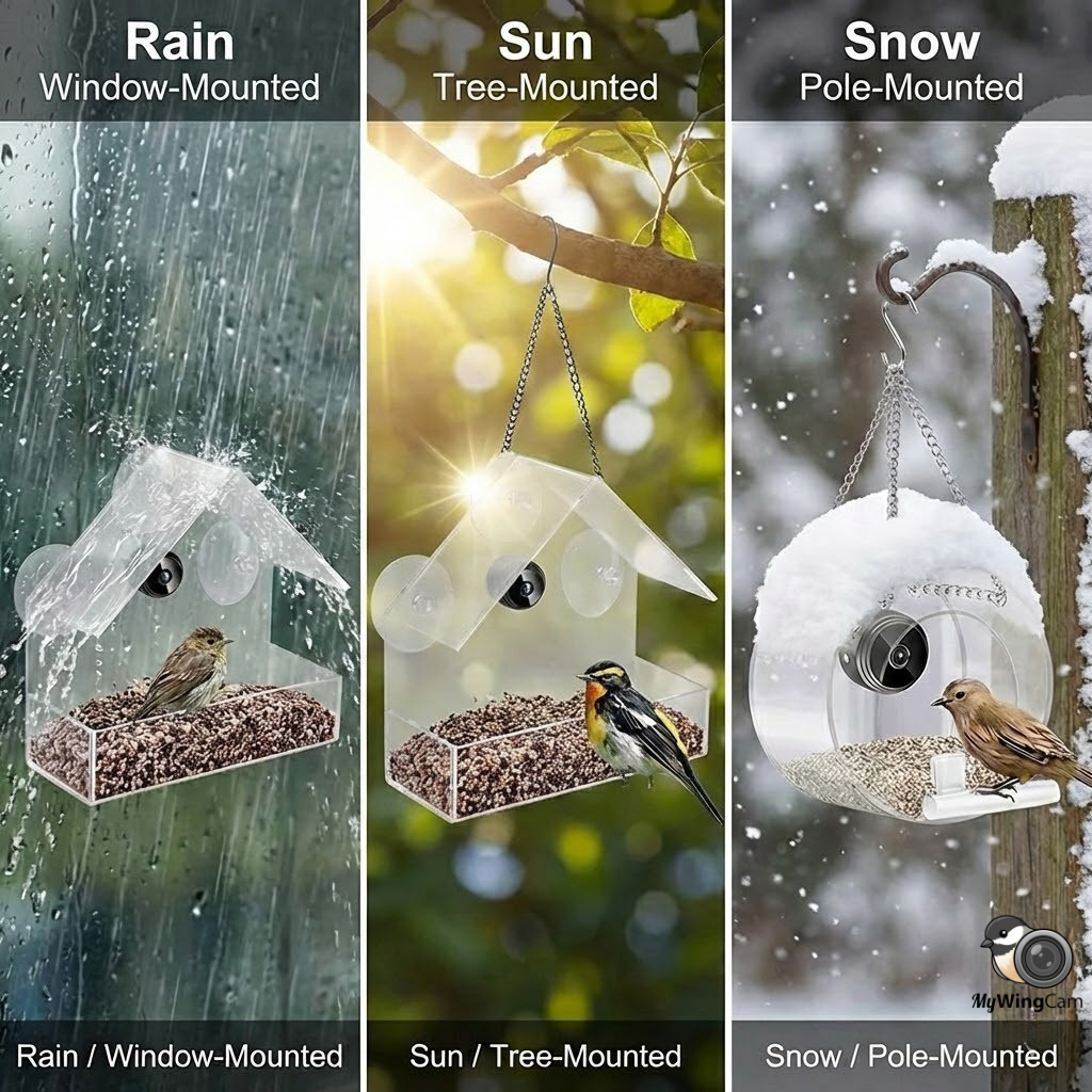 MyWingCam™ Bird Feeder with Camera 1080P HD | Wireless Bird House with Camera for Outside – Window or Hanging Bird Feeder Cam with Night Vision, Audio & Free App – Live Bird Feeder Cam