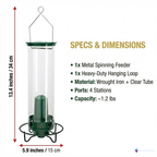 SpinGuard™ Squirrel Proof Bird Feeder | Metal Spinning Feeder Squirrel Proof – Weight Activated Deterrent No Baffles For Squirrels Needed – Best Squirrel Resistant Design to Keep Squirrels Off