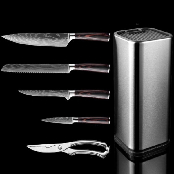 Japanese Damascus Steel Chef Knife Set | Ergonomic Pakka Wood Handles & Ideal for Professional Cooking