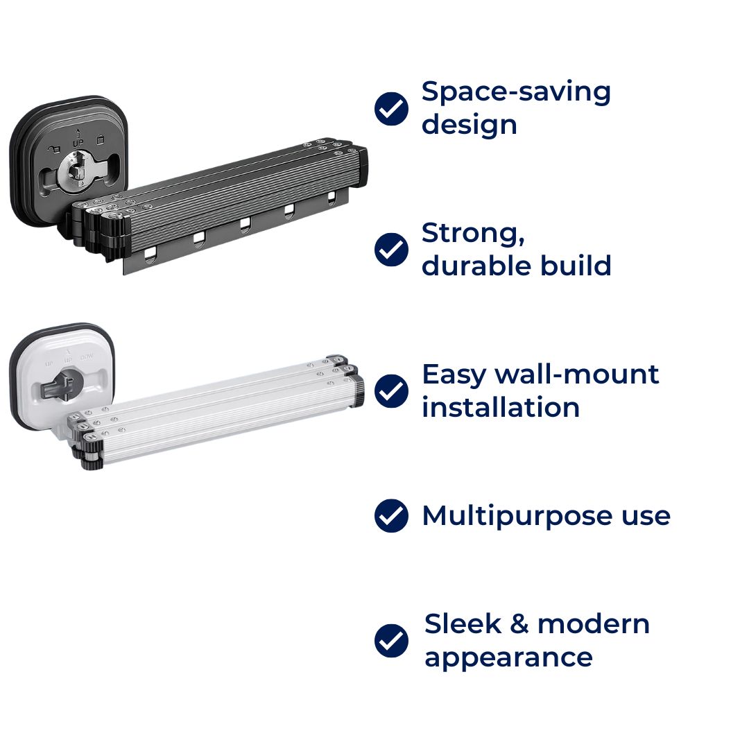 Folding Clothes Hanger | Retractable Wall-Mounted, Stainless Steel Design for Small Spaces & Efficient Drying Solutions