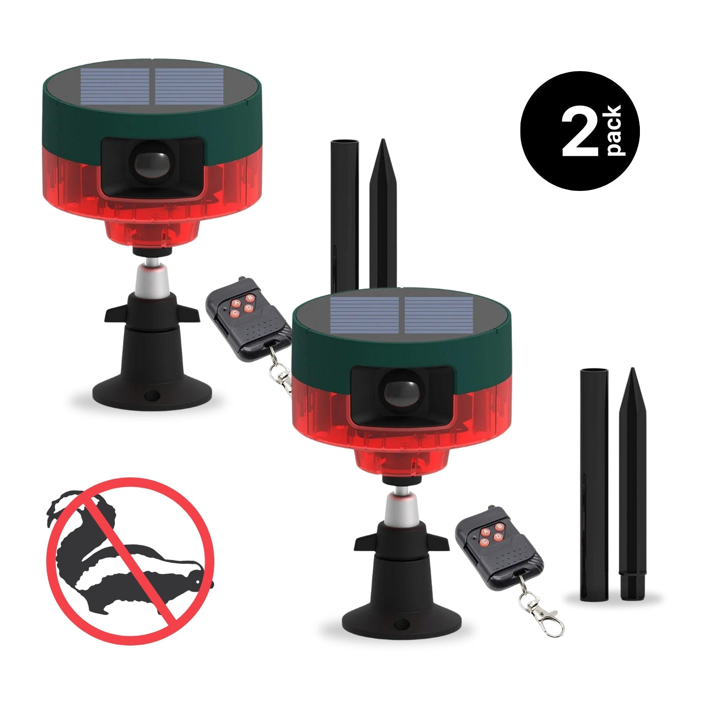 Solar-Powered Motion-Activated Strobe Light | 360° Detection, Multiple Sounds & Eco-Friendly Skunk Repeller for Home and Garden