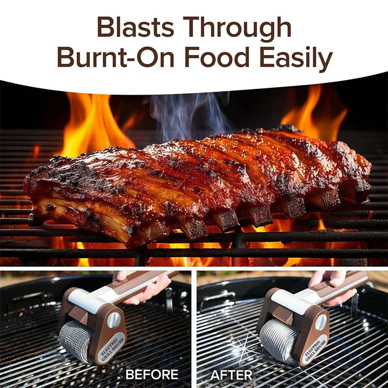 Cordless Electric Grill Cleaner | Bristle-Free, LED Spotlight & Fast 350 RPM Cleaning for Effortless Grill Maintenance