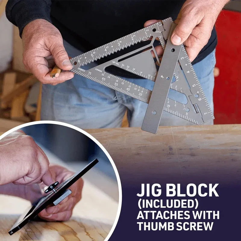 Innovative Rafter Square Tool | Durable Aerospace Aluminum, Smart Bubble Level & Fast Repetitive Markings for Carpenters and Metal Workers