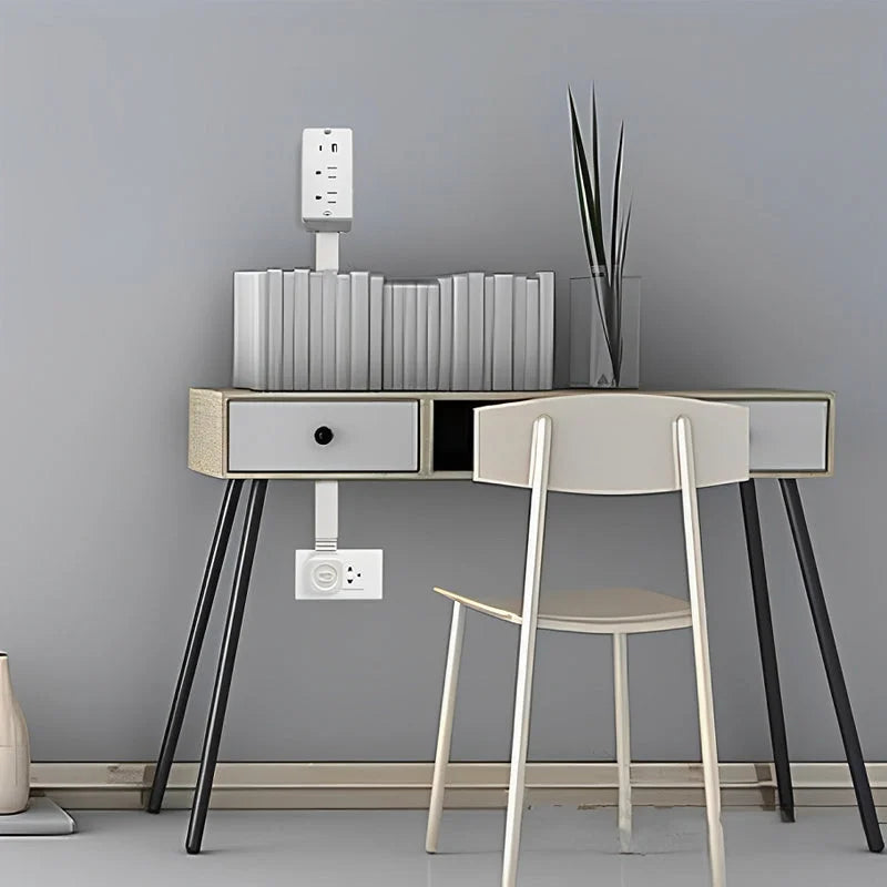 Power Socket Expander | Adjustable 180-Degree Rotating Base with USB-A, USB-C Ports & AC Outlets for Home or Office Use