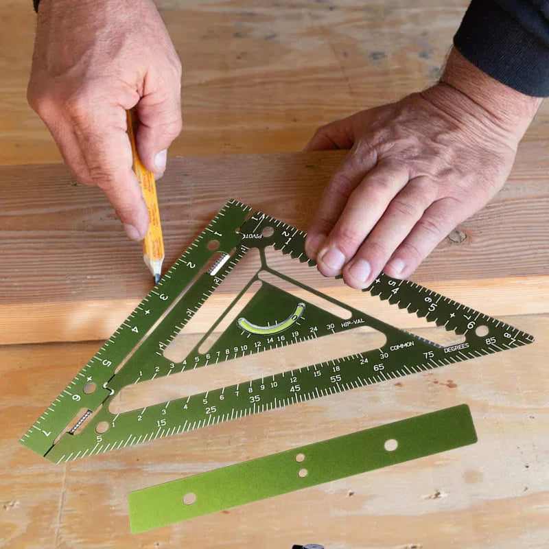 Innovative Rafter Square Tool | Durable Aerospace Aluminum, Smart Bubble Level & Fast Repetitive Markings for Carpenters and Metal Workers