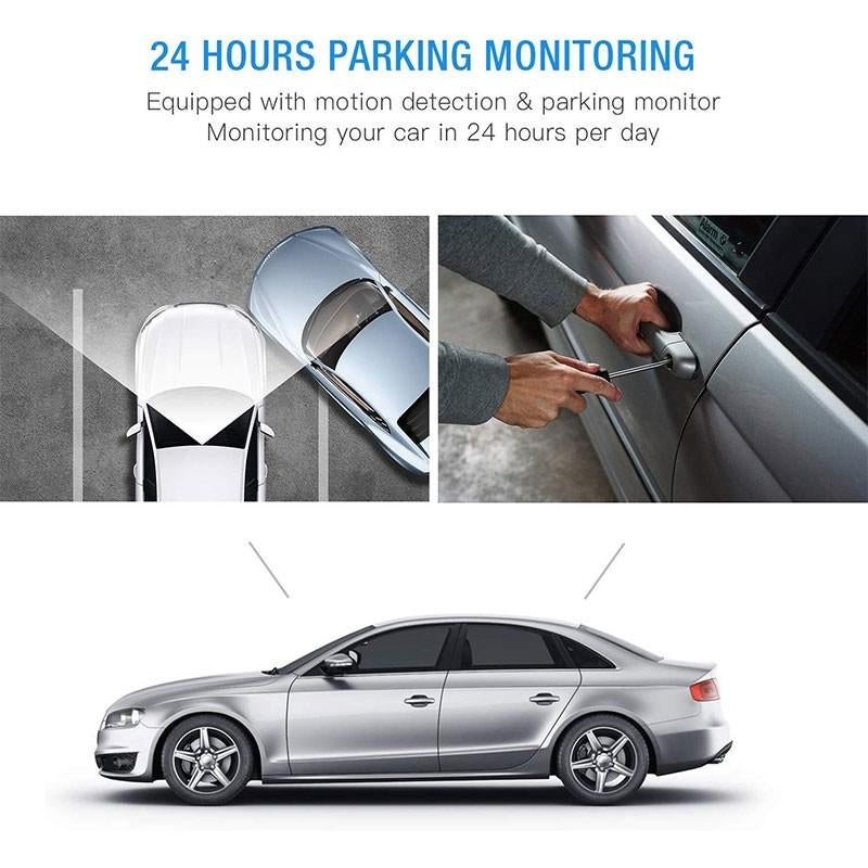 High-Definition Dual Dash Cam 1920x1080P Front and Rear Camera for Cars - 4-Inch Display, Night Vision, Loop Recording