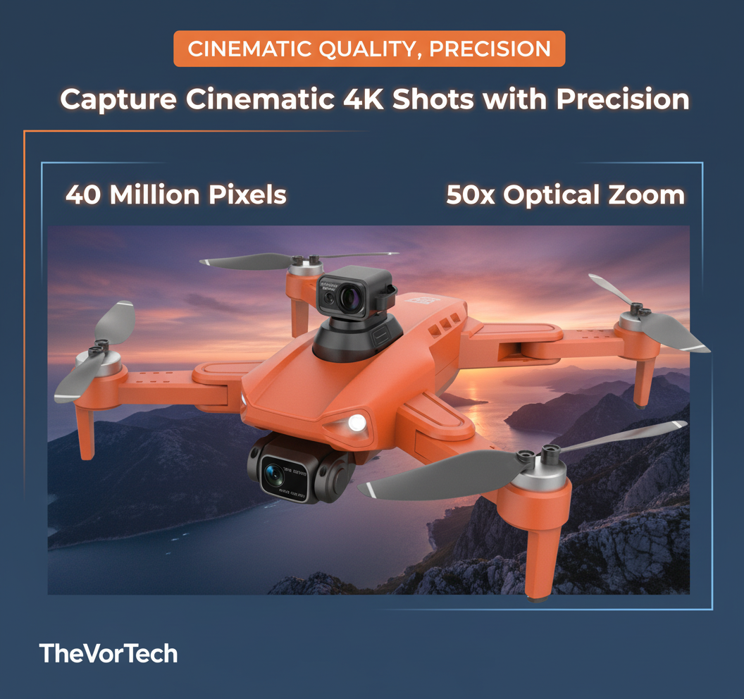 Premium 4K Camera Drone | GPS Positioning – 360° Safety Sensor – Foldable Brushless Design
