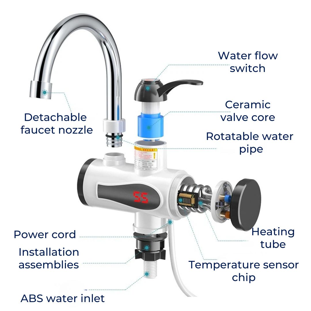 Instant Hot Water Tap | Tankless, Compact & Energy-Efficient Design for Kitchens and Bathrooms