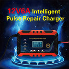 Smart Car Battery Charger | Pulse Repair, LCD Display & 12V Compatibility for Cars, Motorcycles, and RVs