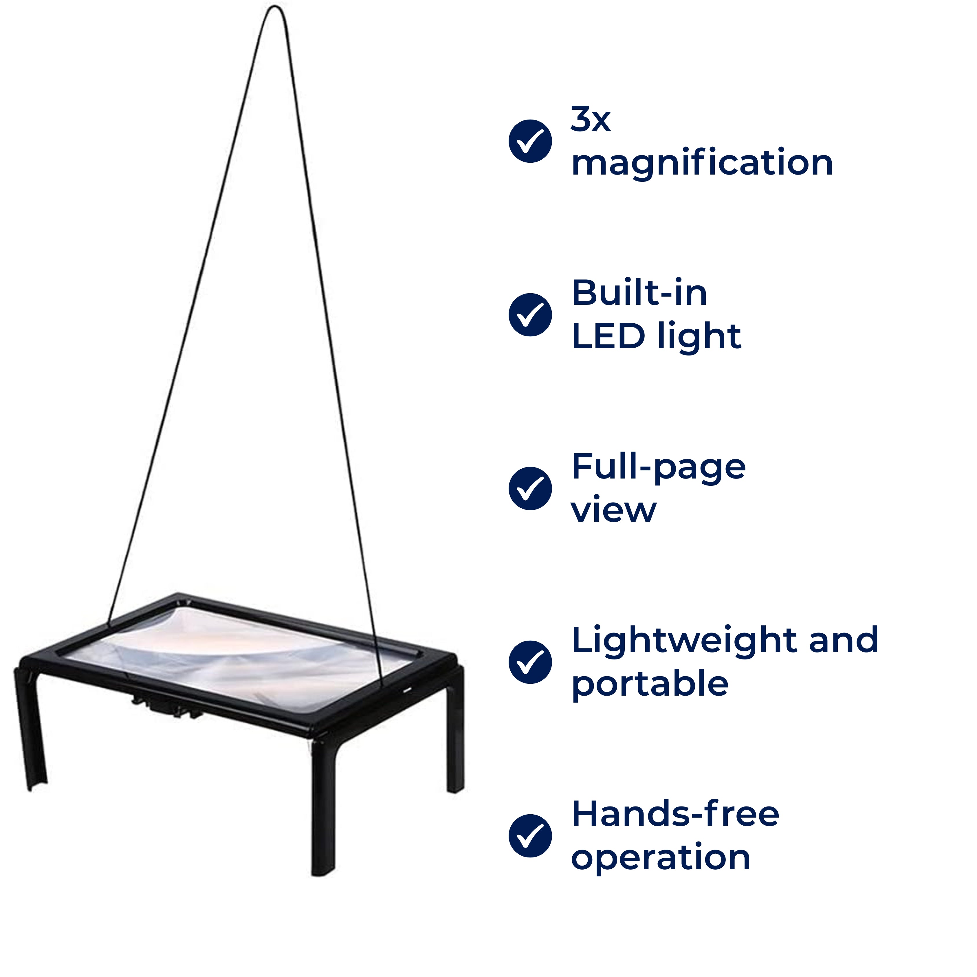 3x Page Magnifier with LED Light | Lightweight, Hands-Free & Ideal for Seniors and Low Vision Users