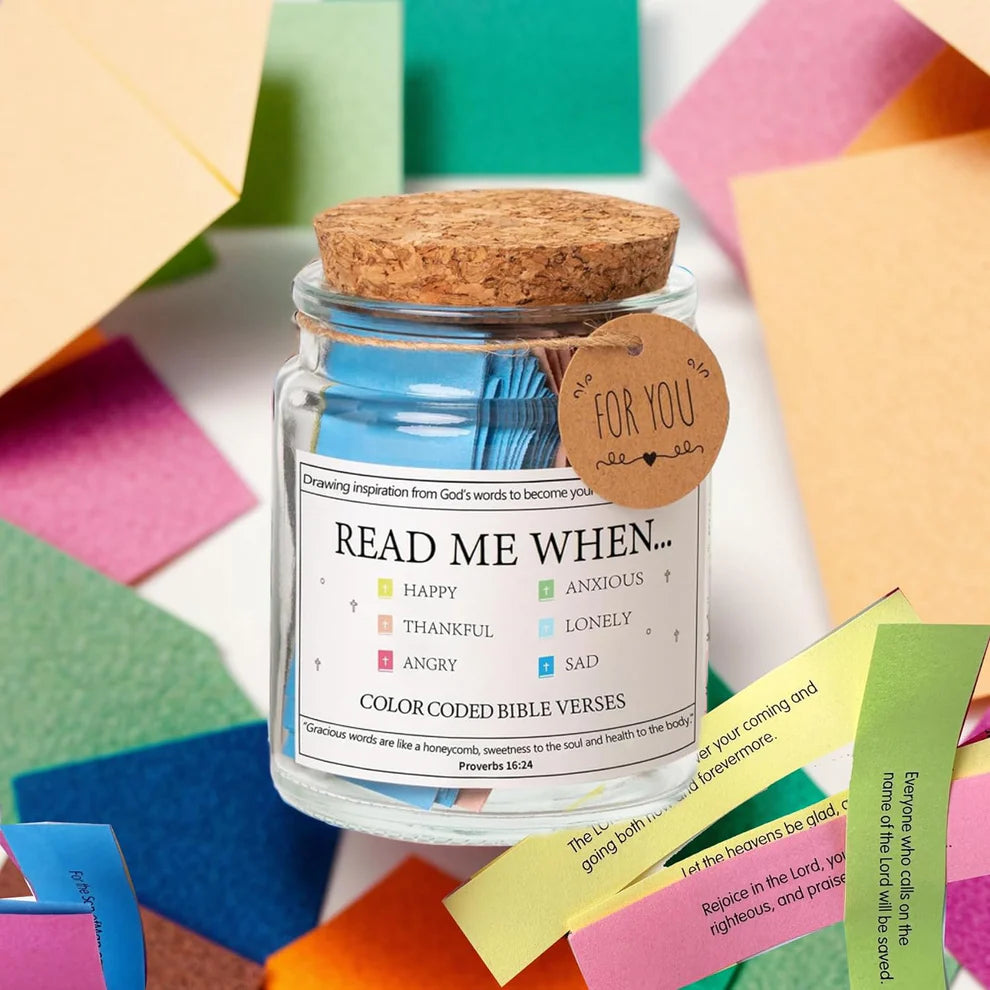 Bible Verses Emotion Jar | 67 Color-Coded Scriptures for Comfort & Reflection