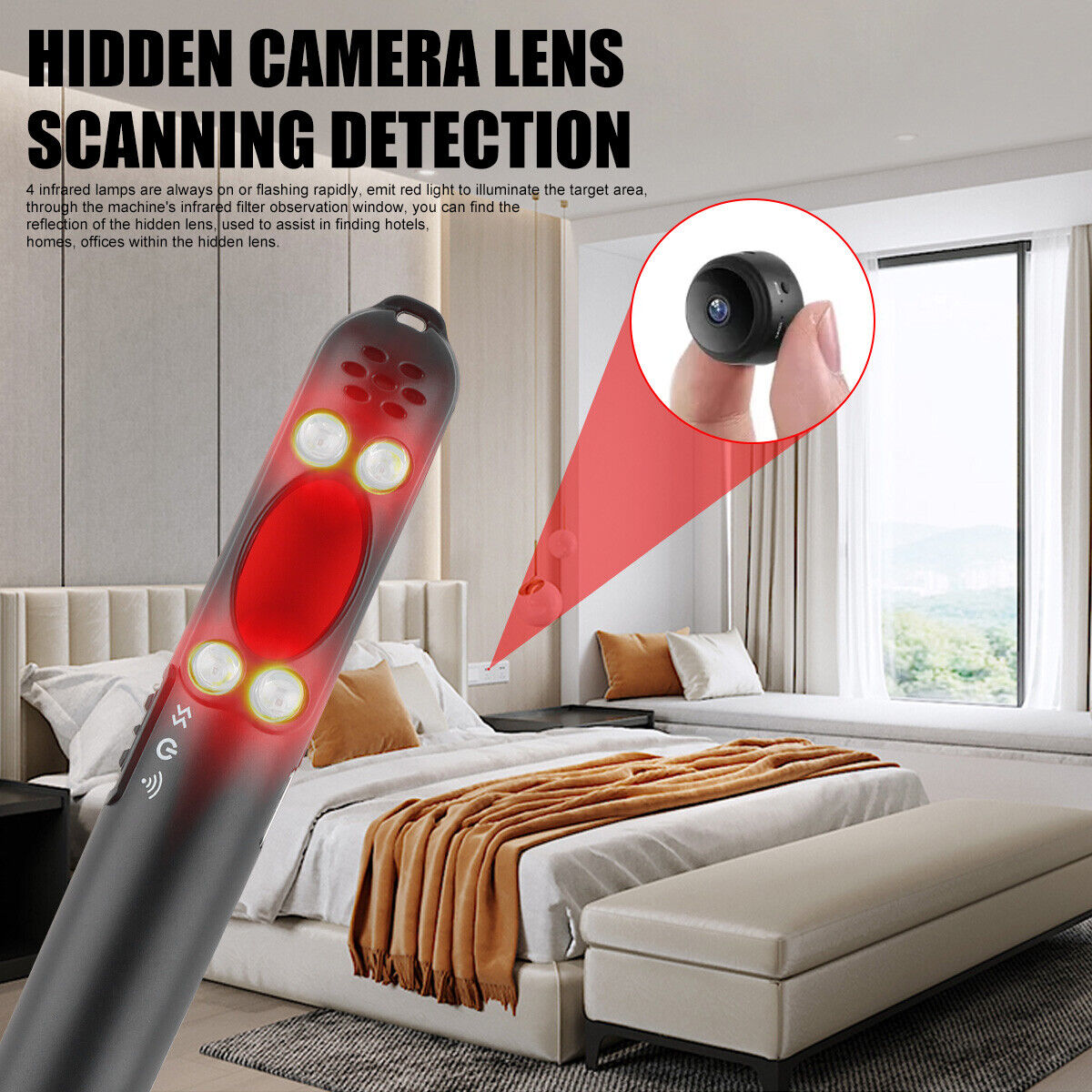 Hidden Camera Bug Detector & GPS Tracker for Hotels, Cars, and Personal Security