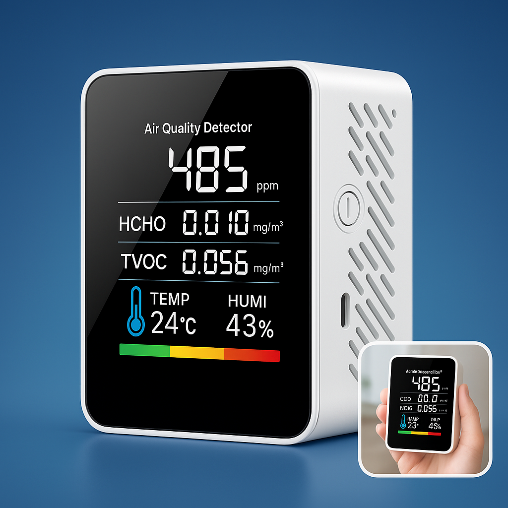 CO2 Carbon Dioxide Monitor | Real-Time Alerts & Portable Design for Home, Office, or Classroom Air Quality Monitoring