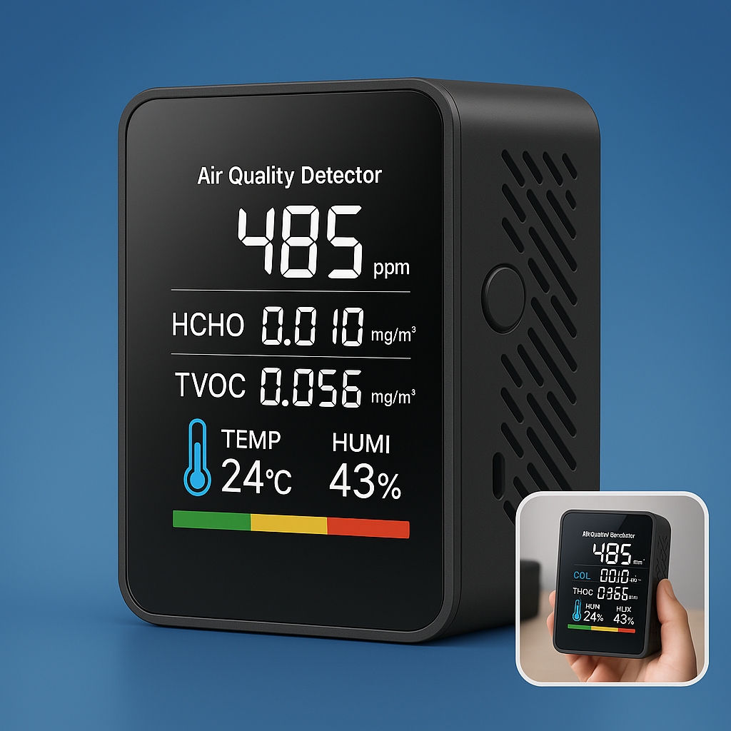 CO2 Carbon Dioxide Monitor | Real-Time Alerts & Portable Design for Home, Office, or Classroom Air Quality Monitoring