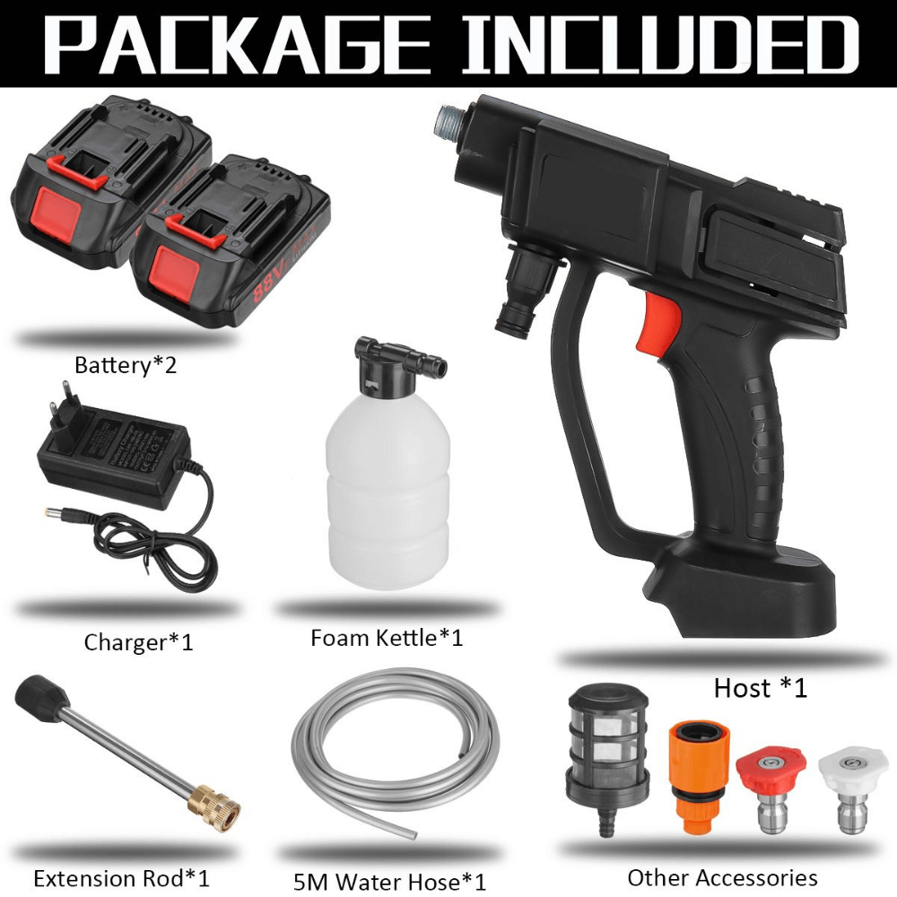 High-Pressure Cordless Washer with 2 Rechargeable Batteries for Outdoor Cleaning and Car Wash