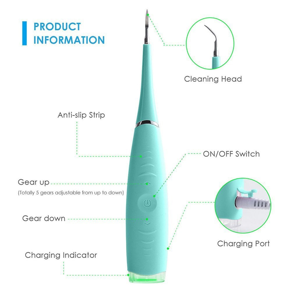 Ultrasonic Plaque Remover | High-Frequency Vibration, Waterproof & Portable for Home Dental Care