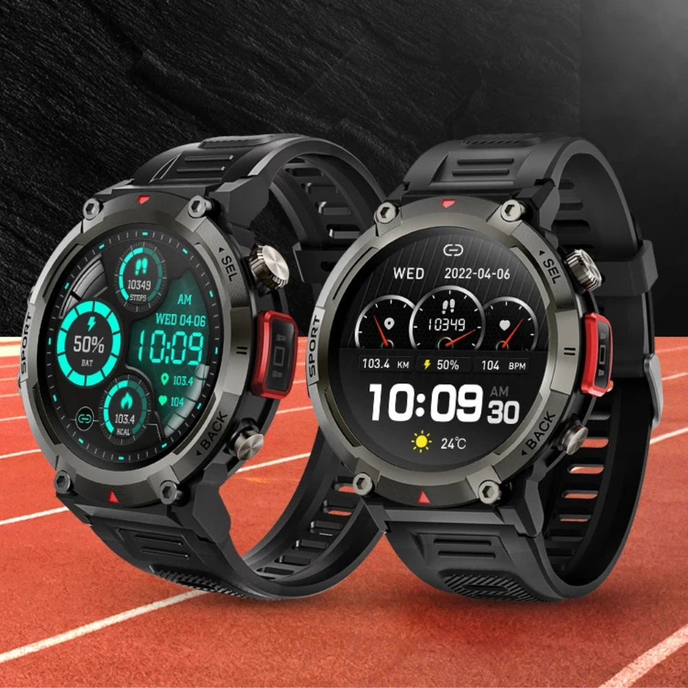 Dry Strikes & Shock-Resistant Smartwatch | Outdoor Waterproof Sports Watch with Full Touch Screen, LED Flashlight & Bluetooth Calling