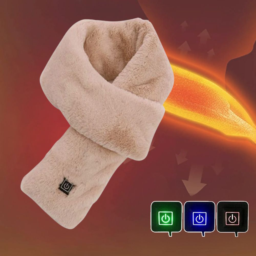 Heated Faux Fur Scarf | Rechargeable USB Neck Warmer for Winter Commutes & Outdoor Activities
