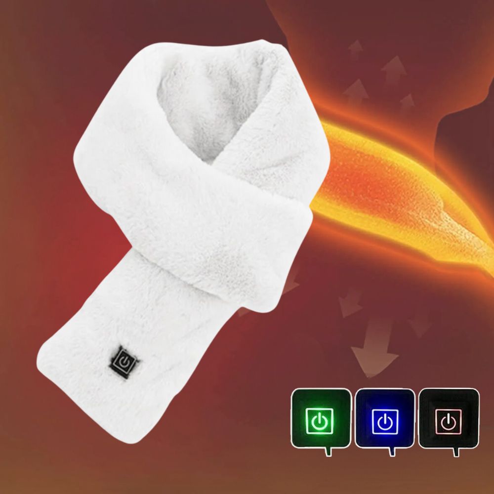 Heated Faux Fur Scarf | Rechargeable USB Neck Warmer for Winter Commutes & Outdoor Activities
