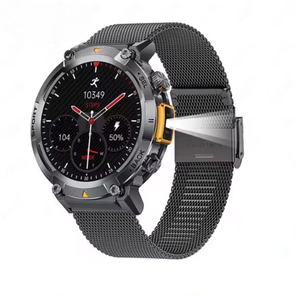 Dry Strikes & Shock-Resistant Smartwatch | Outdoor Waterproof Sports Watch with Full Touch Screen, LED Flashlight & Bluetooth Calling