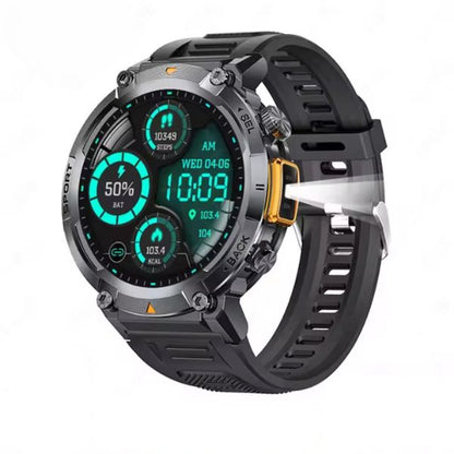 Dry Strikes & Shock-Resistant Smartwatch | Outdoor Waterproof Sports Watch with Full Touch Screen, LED Flashlight & Bluetooth Calling