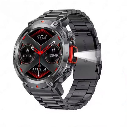 Dry Strikes & Shock-Resistant Smartwatch | Outdoor Waterproof Sports Watch with Full Touch Screen, LED Flashlight & Bluetooth Calling