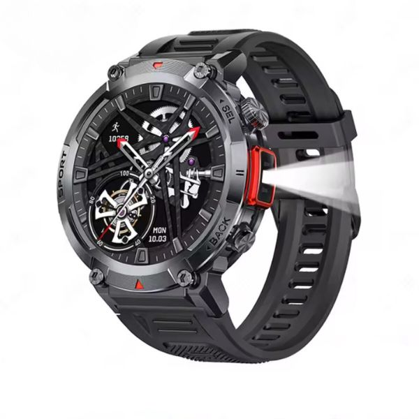 Dry Strikes & Shock-Resistant Smartwatch | Outdoor Waterproof Sports Watch with Full Touch Screen, LED Flashlight & Bluetooth Calling