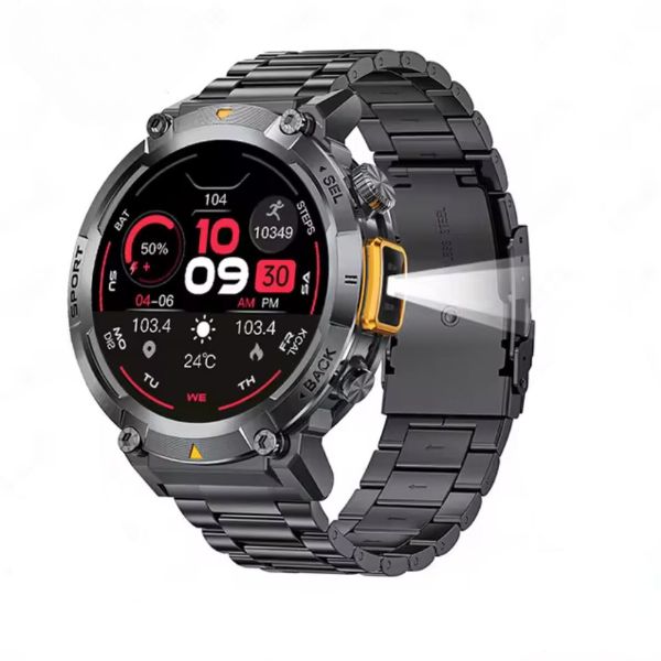 Dry Strikes & Shock-Resistant Smartwatch | Outdoor Waterproof Sports Watch with Full Touch Screen, LED Flashlight & Bluetooth Calling