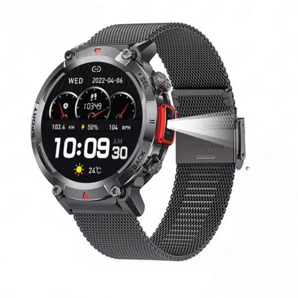 Dry Strikes & Shock-Resistant Smartwatch | Outdoor Waterproof Sports Watch with Full Touch Screen, LED Flashlight & Bluetooth Calling