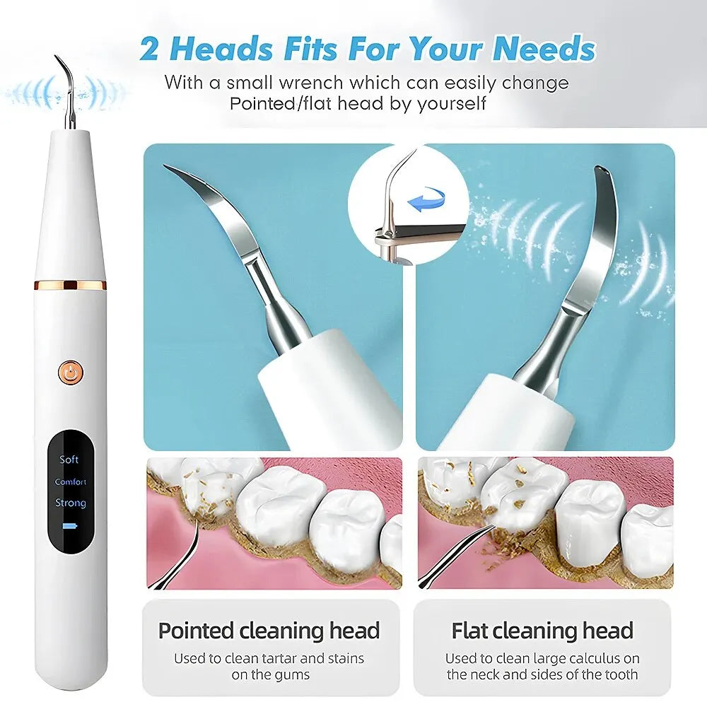 Ultrasonic Tartar Remover | 38 kHz, LED Light & USB Fast Charging for At-Home Dental Care