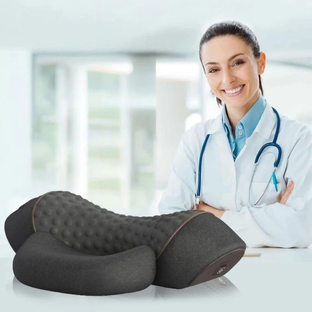 Ergonomic Neck & Back Pillow - Heated Cervical Support with Compression for Relaxing Sleep and Neck Pain Relief