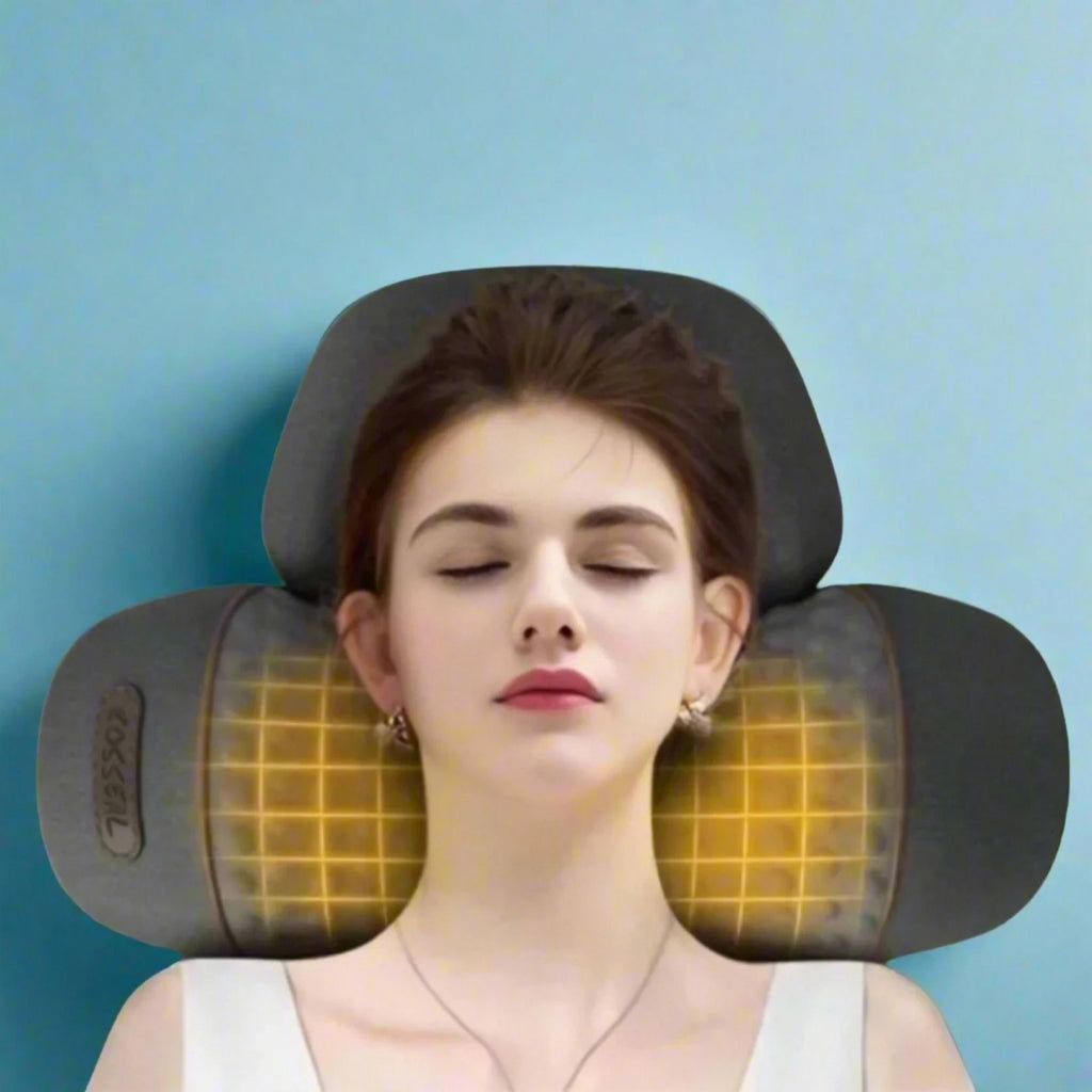 Ergonomic Neck & Back Pillow - Heated Cervical Support with Compression for Relaxing Sleep and Neck Pain Relief