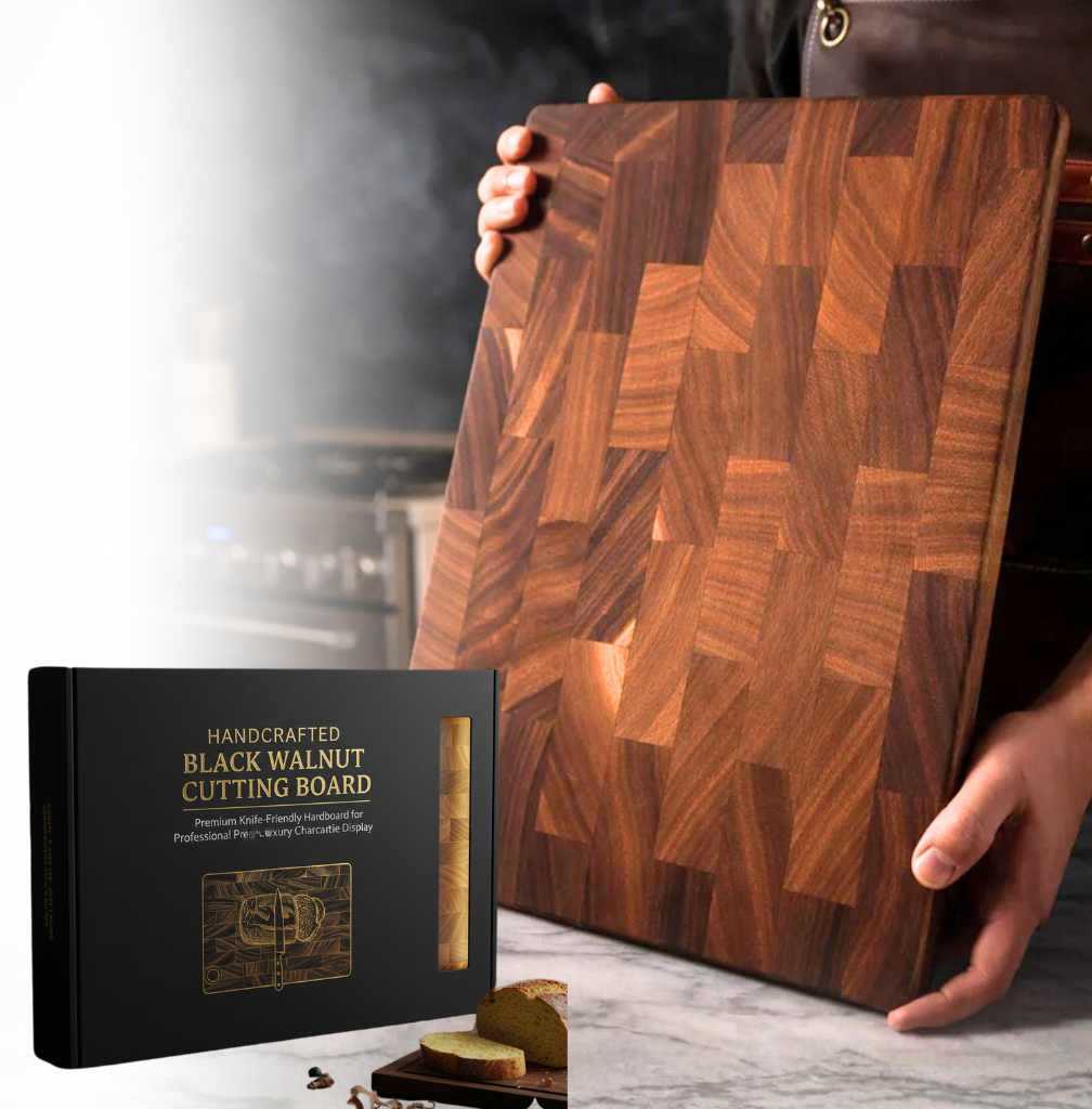 Handcrafted Black Walnut Cutting Board | Premium Knife-Friendly Hardboard for Professional Prep and Luxury Charcuterie Display
