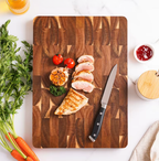 Professional End Grain Acacia Chopping Block | Self-Healing Heavy-Duty Butcher Block with Knife-Friendly Surface and Side Handles