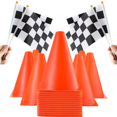 Mini Racing Flags and Traffic Cones Set