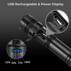 LED Tactical Flashlight - Super Bright Rechargeable Light for Outdoor, Camping, and Emergency Use